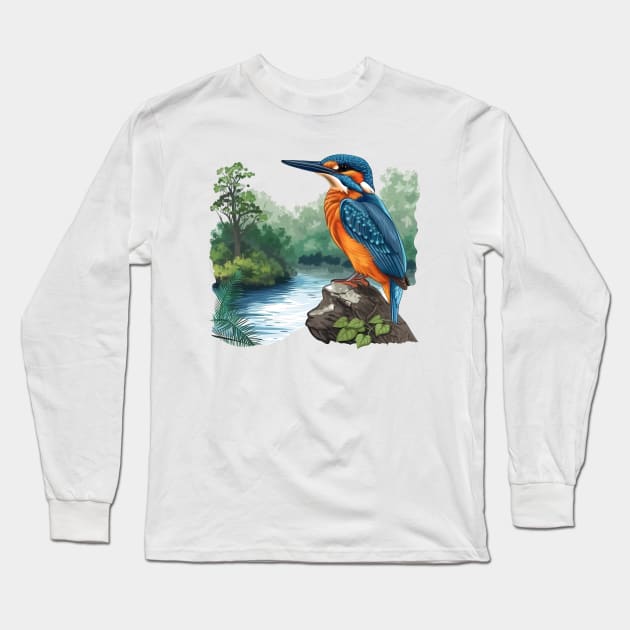 Kingfisher Long Sleeve T-Shirt by zooleisurelife